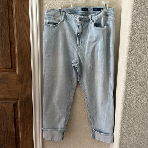 J. Jill Jeans High Rise Jeans Stretch Oxford Wash Crop Ankle Distress Size 12 - Picture 10 of 10